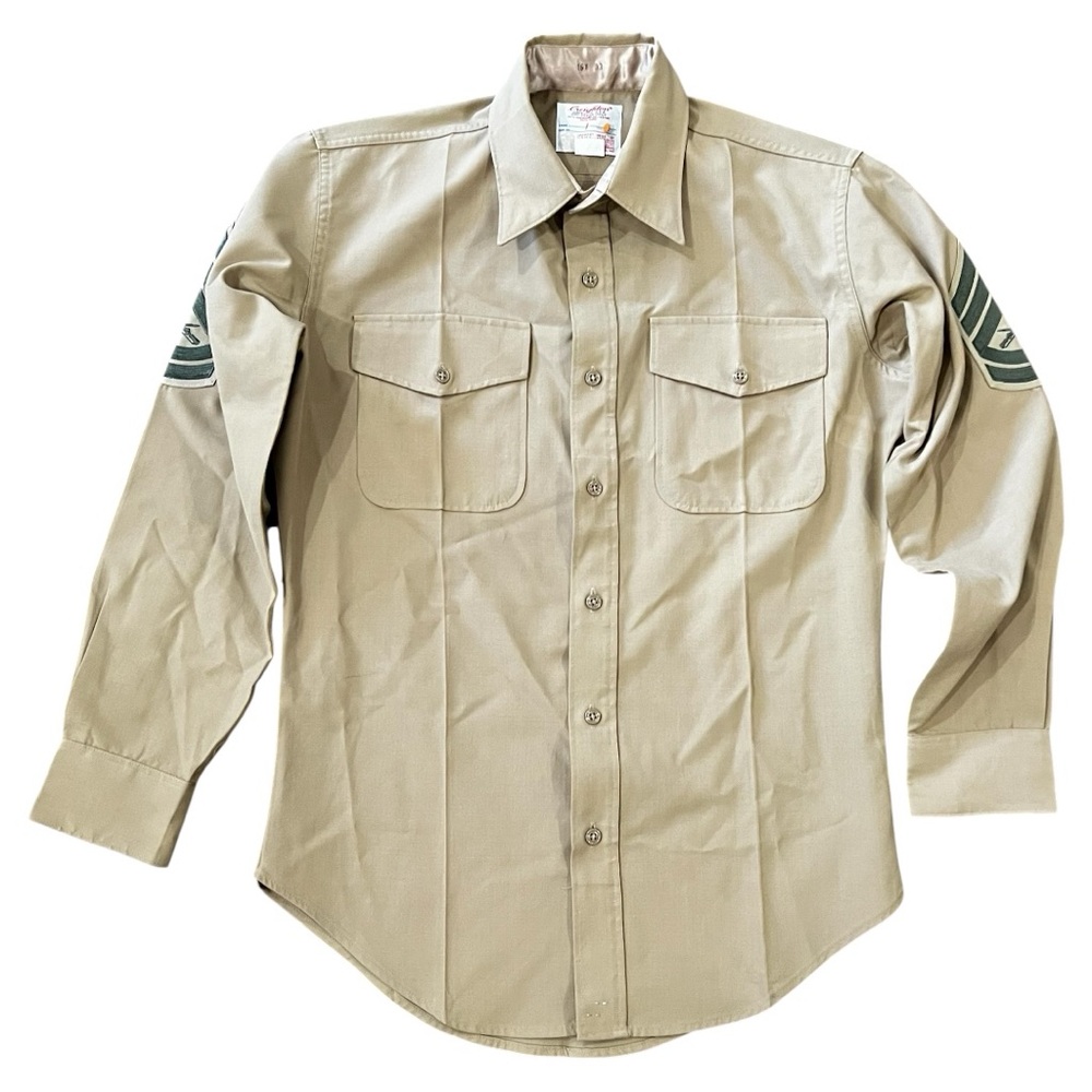 Creighton USMC Marine Corps Long Sleeve Men’s Uniform Khaki Shirt Size 16.5 x 33